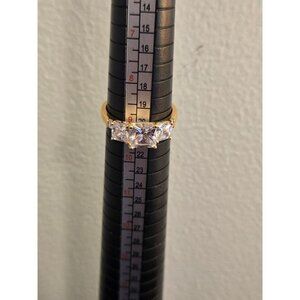 Gold-Plated Sterling Silver Three-Stone Ring, Size 9